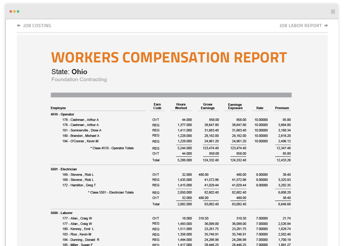 Workers compensation report