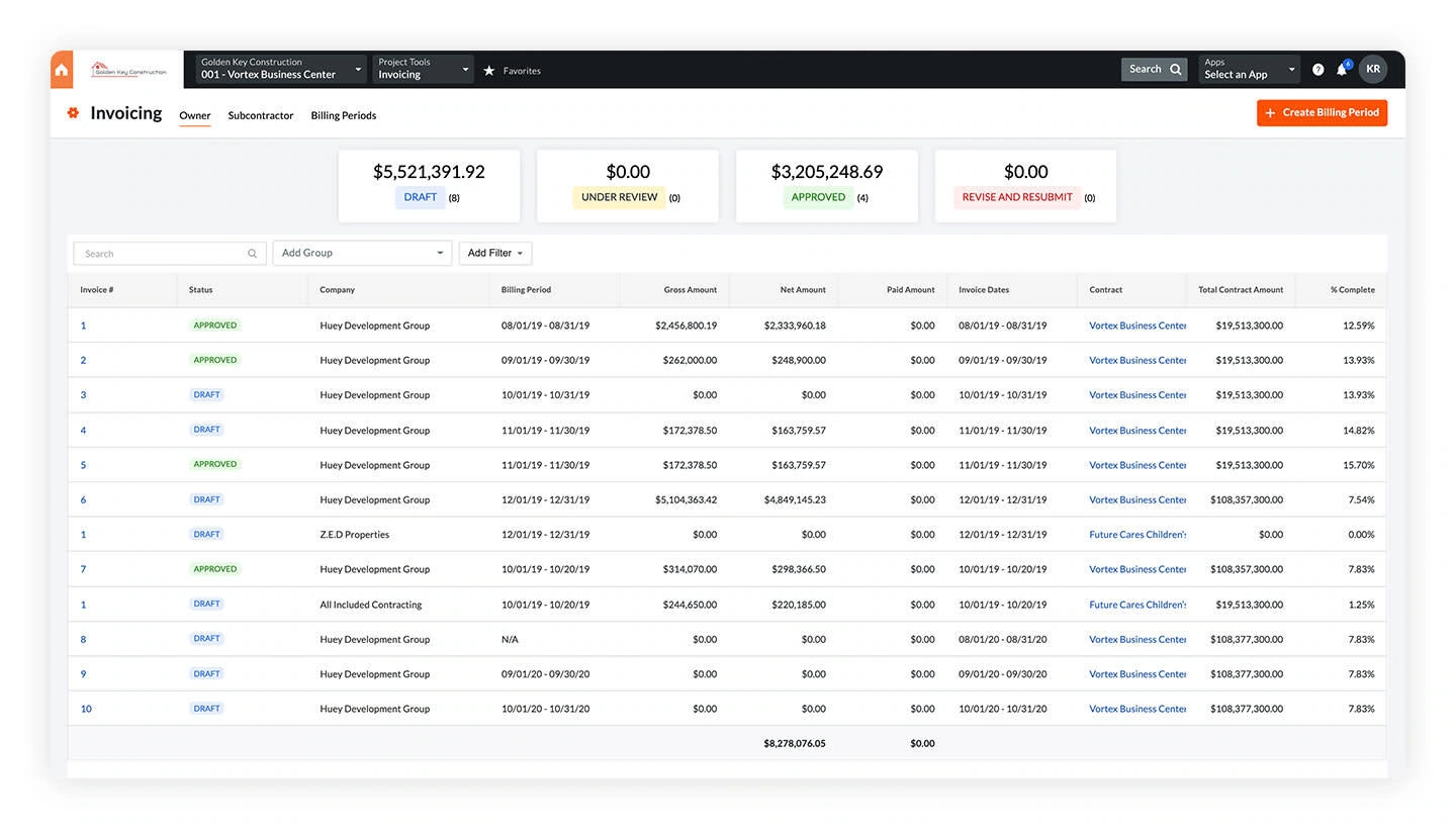 Procore-Billing-Dashboard