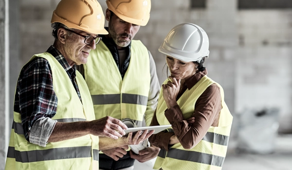 construction managers meeting on a job site